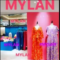 MYLAN リネン ハートプリントボリュームスリーブドレス ワンピース