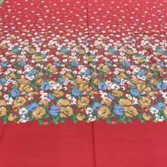 レトロ生地　1m×90cm 花柄プリント　新品未使用　赤