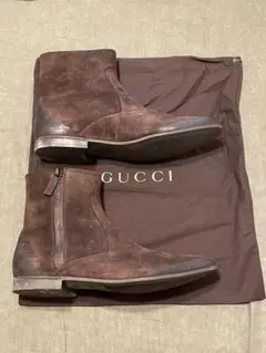 正規品 GUCCI グッチ メンズブーツ 9インチ/27cm スエード 箱付