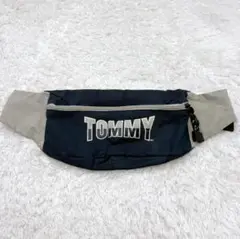 【廃盤品】TOMMY ウエストポーチ ネイビー グレー バッグ ビンテージ