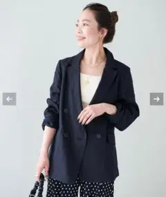 《新品24SS》SIMPLICITE フレンチリネンテーラードジャケット 紺 F