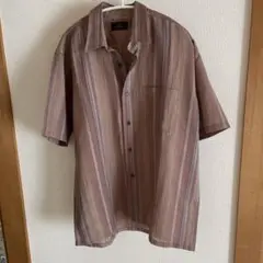STAR CUT CLUB 半袖シャツ Lサイズ ブラウン ストライプ