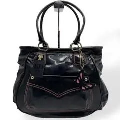 美品　ANNASUI アナスイ　ハンドバッグ　エナメル　トートバッグ　ブラック