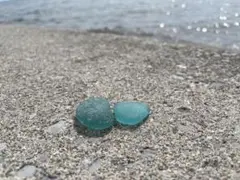 青シーグラス　緑シーグラス　瓶底
