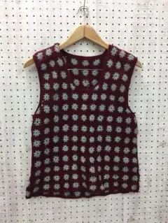 レトロ 古着 ハンドメイド ノスタルジック フラワーグラニーニット 鍵編みベスト