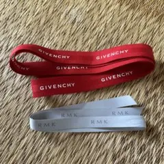 GIVENCHY ジバンシー赤 ＆RMKグレー　ロゴ入りリボン