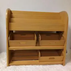 【美品】絵本ラック おもちゃラック 木製 引き出し付