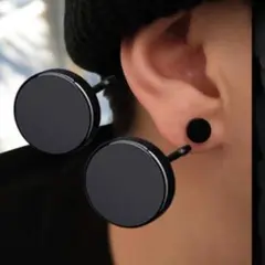 スタッドピアス 8mm ブラック シンプル メンズ レディース ピアス 両耳 黒