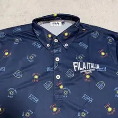 FILA GOLF フィラゴルフ　半袖ポロシャツ M ネイビー総柄ゴルフウェア