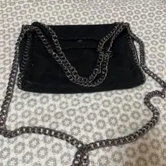 【値下げ】ブラック スエード ショルダーバッグ メタルチェーン付き