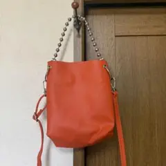 ボールチェーン2WAYショルダーバッグ　オレンジ　レディース