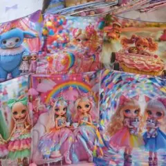 ガーゼハンカチ６枚パネル女の子と猫ハンドメイド在庫セール