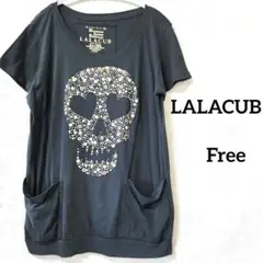 ※即日発送 ララキューブLALACUB半袖チュニックブラック黒Tシャツドクロ