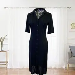 MICHEL KLEIN ミッシェルクラン 薄手 半袖 膝丈 シャツ ワンピース