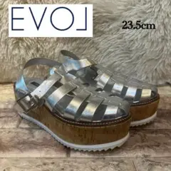 美品　evol 厚底グルカコルクソールサンダル 6cmヒール　23.5cm