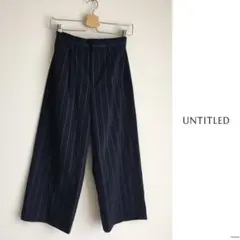 ○アンタイトル【洗える】ポリエステル レーヨン ストライプ タック パンツ