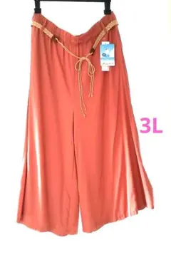 タグ付き新品 キュロットスカート ロング ／3L カラー／オレンジ 夏秋用