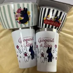 まとめ ガスパール とリザのデザインが施された タンブラーとカニスター　ダイソー まとめ ガスパール とリザのデザインが施された タンブラーと