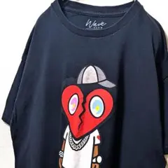 ウェーブクラブ デカロゴ Tシャツ ブラック 黒 XL 古着