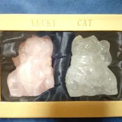 ラッキーキャットセット（ローズクォーツ・水晶）