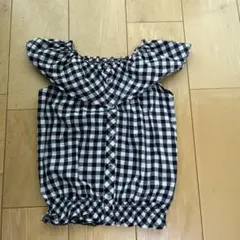 子ども服　タンクトップ　110 チェック柄 黒白