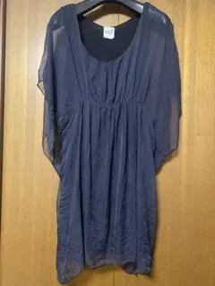 nu* NEW YORK シルク 黒 半袖シャツワンピース