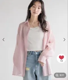 LOWRYSFARM シアーシャツ トップス ピンク 日除け 紫外線対策