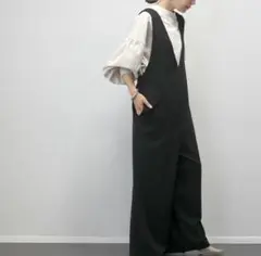 ✨タイムセール✨黒 ノースリーブサロペット オールインワ ンブラック