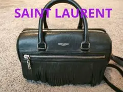 SAINT LAURENT サンローラン ベイビーダッフル 黒 革 フリンジ