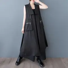 【新品】ジッパー 切り替え ノースリーブ シャツワンピース カジュアル 夏物