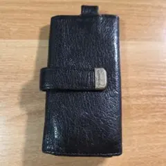 ブラックレザー キーケース 折りたたみ式