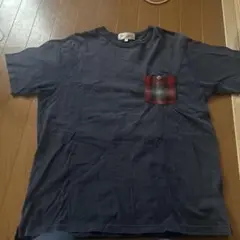 ネイビー チェックポケット Tシャツ