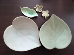 葉っぱ型陶器皿セット 大小5点
