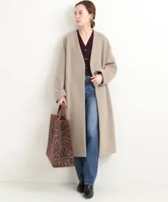 【美品】IENA MANTECO ノーカラーコート 38