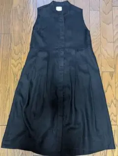オネット リネン100%ロングワンピース 黒