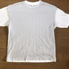 リブ編み グレー 半袖Tシャツ Mサイズ