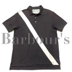 【美品】Barbour’s バブアー　グレー　ストライプ デザイン　ポロシャツ