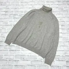 【トラデュイール】タートルネック 長袖ニット カシミヤ100% グレー LL