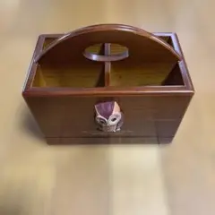 木製フクロウモチーフ小物入れ