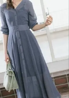 【美品】Andemiu ドットシフォンロングワンピース