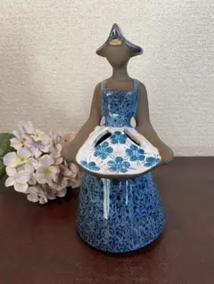 jie gantofta 陶器人形フラワーガール黄(大・小)各1ブルー少女大1 jie gantofta 陶器人形フラワーガール黄(大・小)各1ブルー少女大