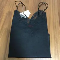 送料込み 匿名配送 未使用 タグつき キャミソール ブラック サテン 黒