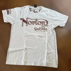 Norton ノートン　ホワイト Tシャツ　刺繍　バイク　かっこいい　M〜L