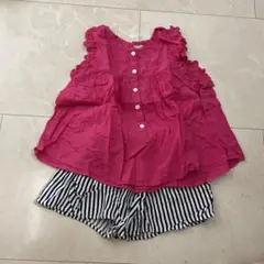 petit main フリル付きトップスとショートパンツ 100cm