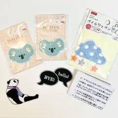【新品】ユニークなワッペン　5点セット（コアラ・雲・パンダ）