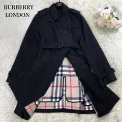美品 バーバリーロンドン トレンチコート メガチェッライナー ベルト付き黒 LL