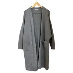 ジーナシス グレー モヘヤ混ロングニットカーディガン