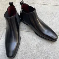 【新品】ブラックレザー サイドゴアブーツ