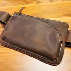 値下げ 未使用 レザー ボディバッグ ブラウン　牛皮