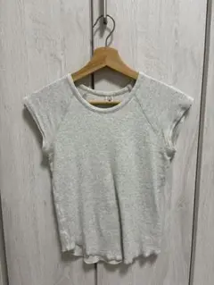 グレー ハート刺繍 半袖Tシャツ